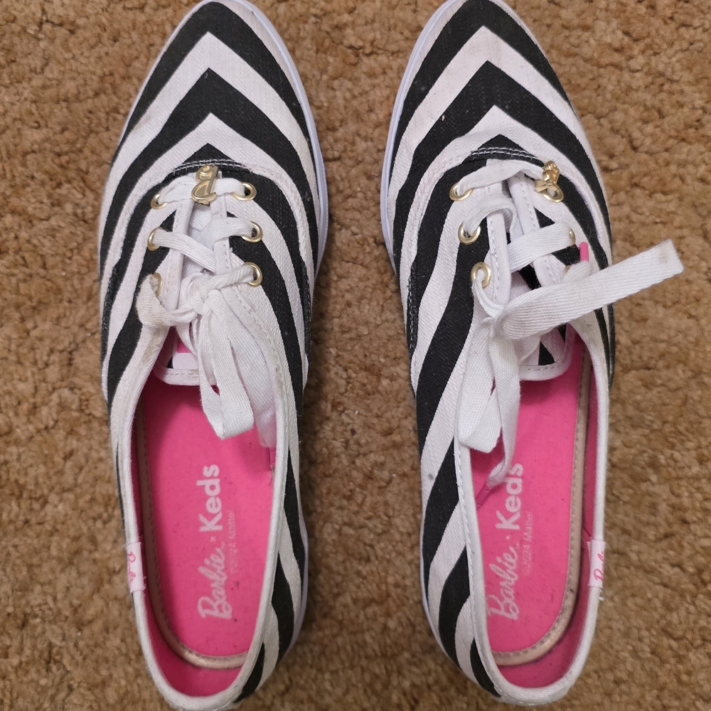 Barbie X Keds Black and White Striped Sneakers